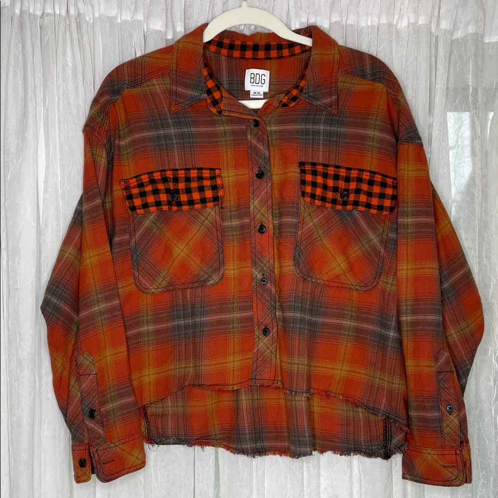 Urban Outfitters BDG Orange Plaid Flannel Shirt